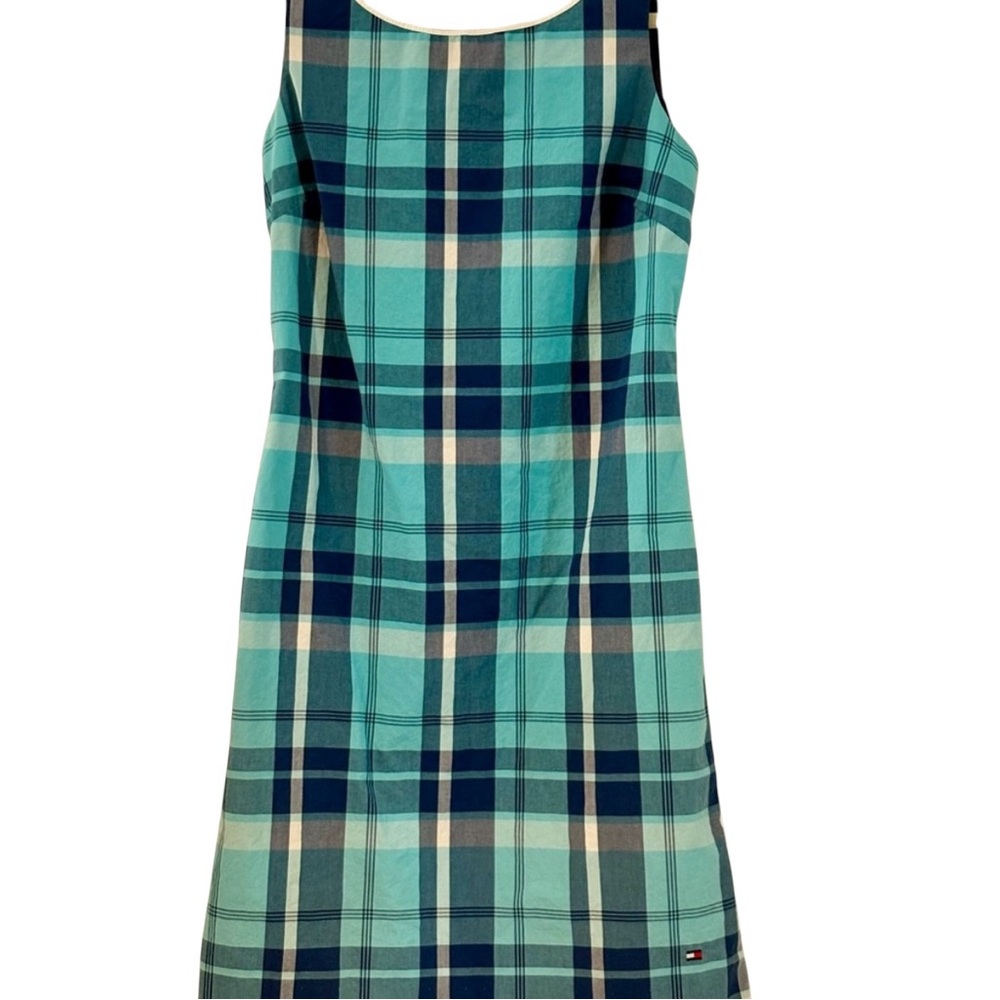 Tommy Hilfiger Teal & Navy Plaid Sleeveless Shift Dress
